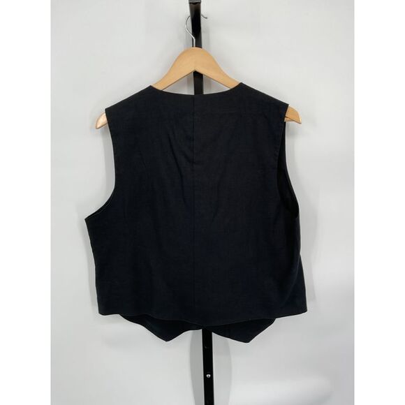 New Quince Black Linen Women's Vest - Picture 2 of 3